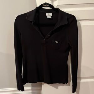 Black long sleeve Lacoste polo size 36 (small)